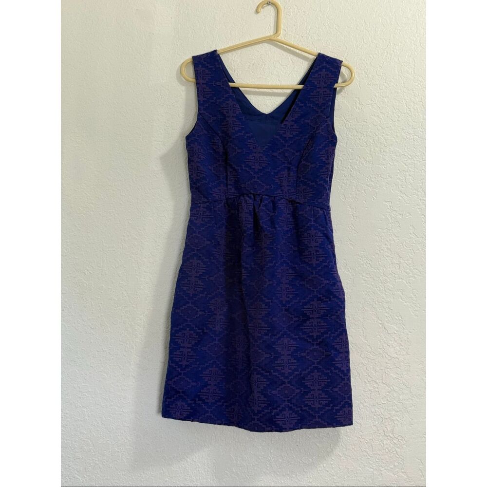 Maeve for Anthropologie Avery Aztec Brocade Dress Blue Size 4